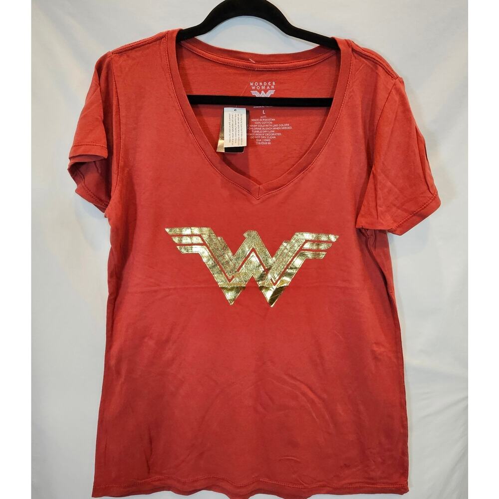 DC Comics Wonder Woman Gold Foil Logo T-Shirt Size Large New
